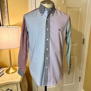 EEUC Men's Brooks Brothers Non-Iron Colorblock Gingham Check Shirt Size SMALL